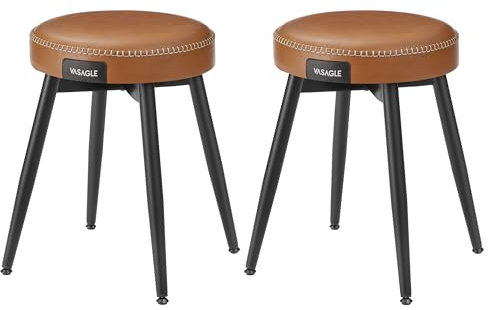 VASAGLE EKHO Kollektion - Esszimmerstühle, 2er Set, Küchenstühle, Kunstleder, Mid-Century-Modern-Stil, 48,2 cm hoch, einfacher Aufbau, Schlafzimmer, karamellbraun LDC170K02