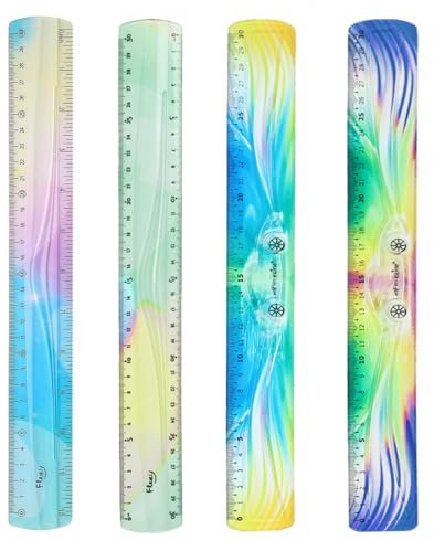 Flexibles Lineal Set, 4 Stück Bunt Biegbar Weich Lineal, Kunststoff-lineal Bruchsicher Weich Lineal, Bunt Lineal Weich, für Schule Klassenzimmer Kinder und Erwachsene, Mehrfarbig, 30CM