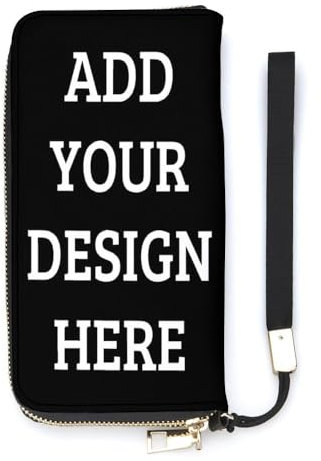 WAFICAC Portefeuille en Cuir personnalisé, Pochette, étui à Cartes personnalisé, Porte-Monnaie, Fermeture éclair personnalisée, Porte-Monnaie pour Femmes et Hommes