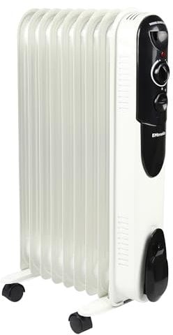 EMtronics EMOFR9WH 2000W/2KW 9 Fin Portable Electric Oil Filled Heater Radiator with Adjustable Thermostat and 3 Heat Settings for 20 sqm Room - White