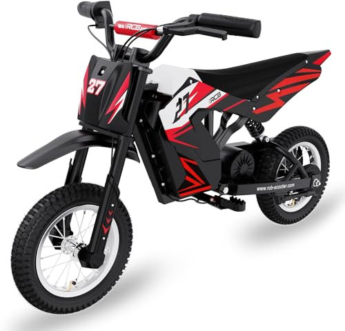 RCB TECH R9X Elektro Motorrad Kinder, Elektromotorrad mit Leistungsstarker Motor, 3 Geschwindigkeitsmodus, Max 25km/h,Reichweite 15KM, 12 Zoll Luftreifen, Moto Crossbike Kinder ab 3-12Jahren