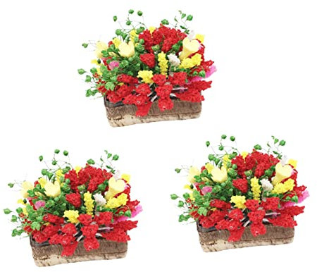 KONTONTY Maßstab 112 Miniatur Puppenhaus Garten Mini Topfpflanze Gefälschte Künstliche Blumen