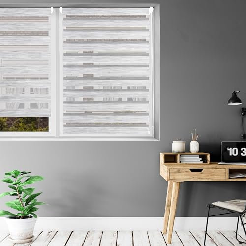 Blindecor Indus Luxury ohne Werkzeug | Rollo Perle 62 x 180 cm Nacht und Tag ohne Bohren | Stoffgröße 59 x 175 cm | Rollo mit Klappfenster