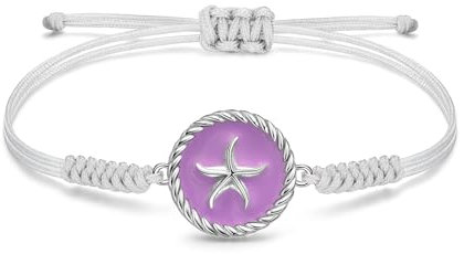 JENDEAR SHINE Pulsera Estrella de Mar Mujer en Plata de Ley 925, Cadena de Cuerda Ajustable Hecha a Mano con Colgante Esmaltado, Regalo de Cumpleaños para Mujeres y Niñas