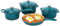 GRILL FORCE Batterie de cuisine en fonte émaillée, 9 pièces antiadhésives, casseroles et poêles, poêle de 26 cm, casserole de 2,2 l, cocotte de 2,25 l / 4,75 l, compatible avec toutes les cuisinières