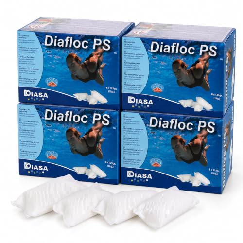 DIASA INDUSTRIAL Pack 4 x Floculante Clarificante para Piscinas en bolsitas DIAFLOC PS 1 KG - 8 saquitos de 125 Gramos (4 Cajas)