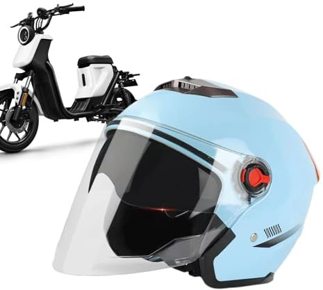 Eventerde Jethelm Mit Visier - Roller Helm Helm, Mopedhelm Herren Und Damen, Jethelm Roller Helm, Scooter Helm Chopper Helm Moped Mofa Helm Mit Visier, Motorrad Roller Langes Visier Helm