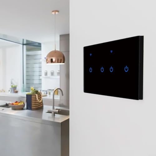 Smart Light Switches, Tempered Glass Panel, LED Light Switch, For Tuya Smart Wifi Switch, Smart Home Touch Switch(6 Gang-Black)
