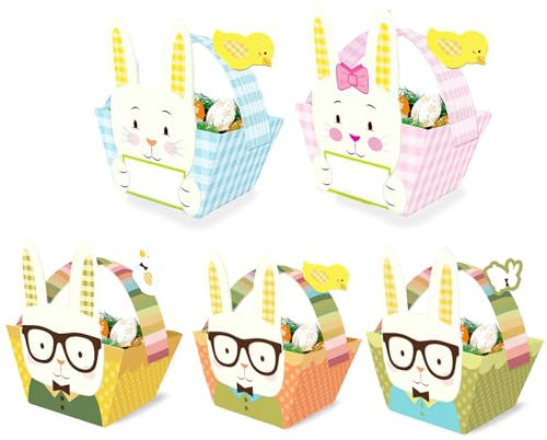 5 Stück OsterköRbchen, Osterdeko Outdoor, Ostern Geschenke Kinder, Osternester zum Befüllen, Osternest, Ostertüten zum Befüllen, OsterköRbchen Kinder, Geschenktüten Ostern, Osterkorb Personalisiert