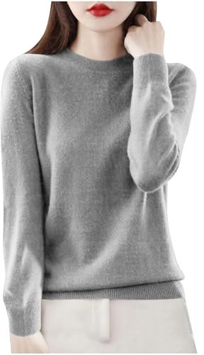 Cashmere Sweaters for Women UK Clearance Fashion Comfort Pullover Sweaters Casual Crewneck Sweater Dressy Long Sleeve Sweaters Knitted Base Shirt Winter Solid Soft Warm Knitted Pullover Jumpers M-XXL