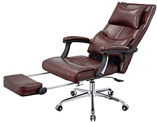 OWOHYG Chaiselongue-Schreibtisch aus Leder mit Armlehne, hoher Rückenlehne, ergonomischer Liegecomputer mit Schaukelfunktion, drehbar, für Zuhause, Arbeit, Heim-/Büromöbel