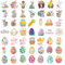 Aufkleber Ostern,50 Pcs Ostereier Sticker,Ostern Hase Aufkleber,Ostereier Aufkleber Vinyl Selbstklebend-Aufkleber für Wasserflaschen,Aufkleber Sticker Ostereier Selbstklebend Diy Basteln Deko