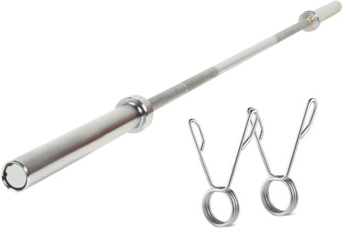 Modern Fitness 6FT 1.8m Olympic Barbell 12KG with Spring Collars for Weightlifting, Powerlifting, Bodybuilding, Gym and Home Workouts