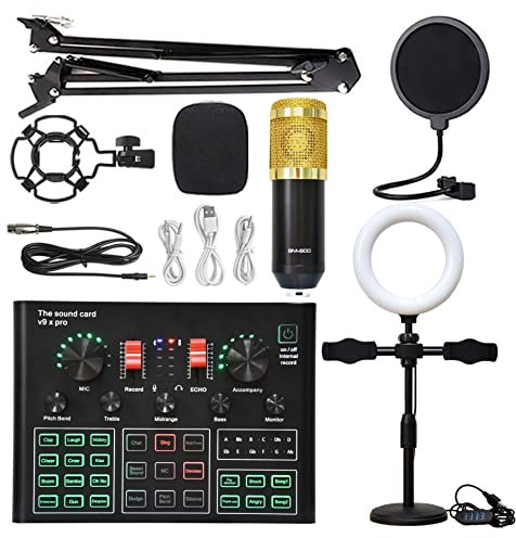 Mélangeur audio Micro à condensateur sans fil Ensemble de supports de carte son en direct Ensemble de micro à condensateur Micro Carte son Équipement de diffusion en direct Carte son V8S Carte so