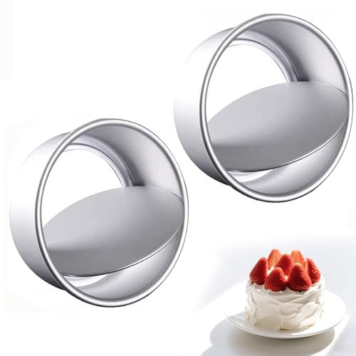hjwanyin 2-Pack 4 Inch Non-Stick Deep Aluminum Cake Tins | Removable Bottom for Easy Release | Mini Round Baking Pans for Weddings, Birthdays & Baking, Rolled Edges