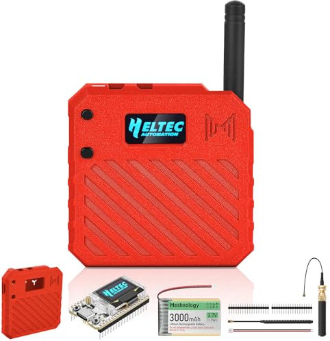 ESP32 LoRa V3 Development Board + 3.7V 3000mAh Battery + Custom Case Set - with 863-928MHz Meshtastic Antenna and SMA Antenna Surport WiFi Bluetooth LoRa V3 Devices for AR duino LoRawan IOT N33 Red