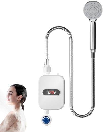 Doccia con riscaldamento istantaneo, scaldabagno elettrico istantaneo, scaldabagno senza serbatoio da 3,5 kW con display a LED, elettrico impermeabile per doccia con calore