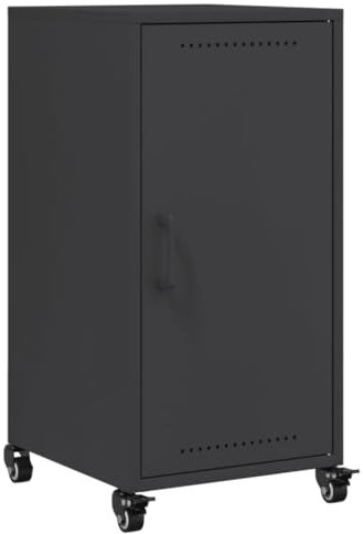 Rollbarer Stauraum, 36 x 39 x 72 cm, eintüriger Stahlschrank für Esszimmer, Wohnzimmer, Flur, Küche – stilvoller schwarzer mobiler Nizer