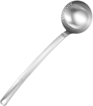 Mobestech Suppenkelle mit Integriertem Sieb Multifunktionale Heißer Topf Kelle Praktische Haushaltslöffel mit Aufhängehaken Langlebig und Vielseitig für Suppen und Fondue