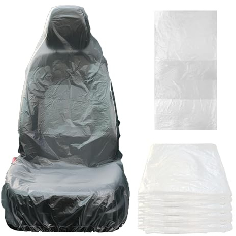 CAAGGMM 120 Stück Einweg Sitzbezug Auto Vordersitze, 140 x 80 cm Universal Autositzbezüge Vordersitze, für Ausstellungs und Fahrzeugwartungszwecke, Transparent, Staubdicht, Wasserdicht