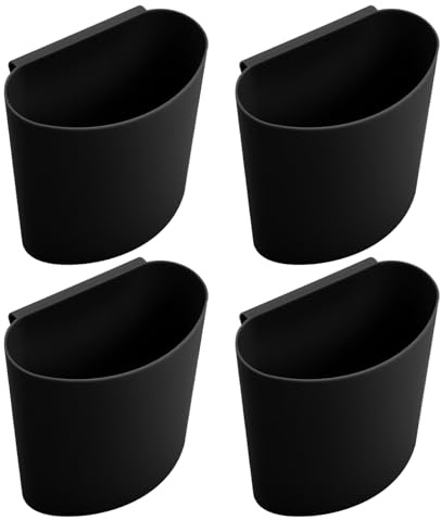 4 Piezas Cesta de Almacenamiento Colgante, Caja de Almacenaje para Colgar, Accesorios para Carrito rodante, Organizador de Cama para carrito rodante, accesorios, ganchos (Negro)