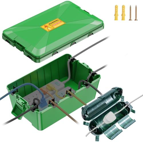 Preciva wasserdichte Anschlussdose, IP54 Außensteckdosenabdeckung, 2-teiliges Set, zum Schutz von Verlängerungskabeln, Steckdosen und Außensteckern (31.5 × 21 × 13.3 cm)