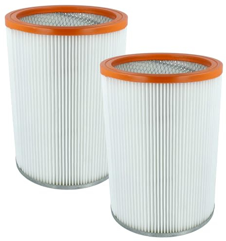vhbw 2x Faltenfilter kompatibel mit WAP EC 850-E | EC 850, M1, M2L, M2S/FA, M2, Turbo M1 Staubsauger - Patronenfilter Orange Weiß