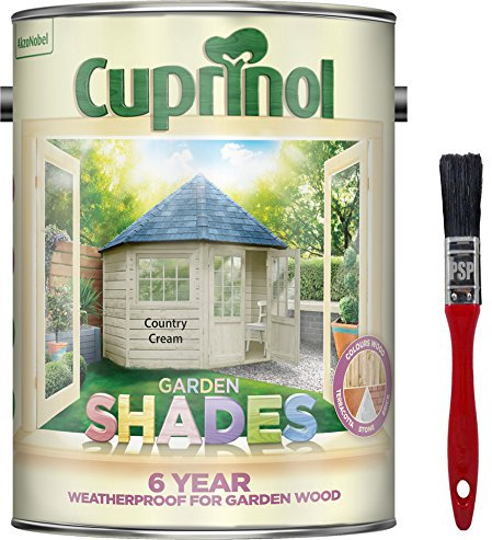 New 2018 Improved Formula Cuprinol Garden Shades Country Cream 5L. Now Offers 6 Year Garden Wood Weather Protection. Includes PSP Touch up Wood Care Brush.