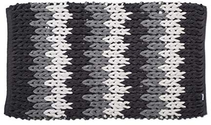 Croydex Grey and White Super Soft Patterned Bathroom Mat with Slip-Resistant Backing,Grey, Black and White,1 x 50 x 80 cm
