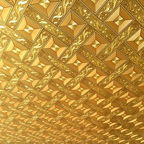 ketian Moderne Luxus Dick Gold Folie Mosaik Hintergrund Flicker Wand Papier Rolle/Hotel Deckenleuchte/Deko/Bar Tapete Rolle, PVC, goldgelb, 0.53m (1.73' W) x 10m(32.8'L)=5.3m2 (57 sq.ft)