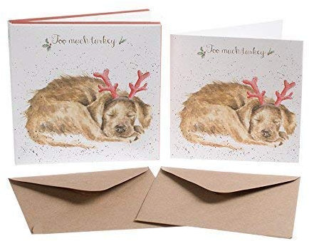 Cavallini Papers & Co Inc - XB016 - Kartenset, Weihnachten, Hund, Too Much Turkey, 8 Karten, mit Umschlag
