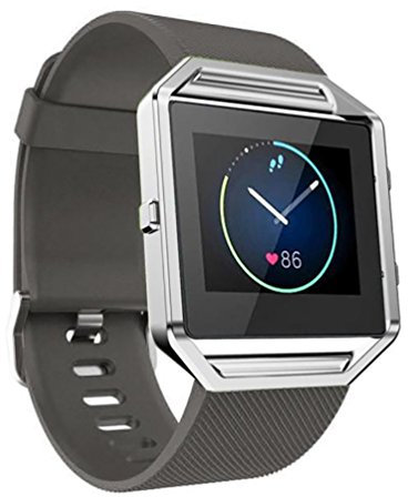 TopTen, Ersatz-Armband für Fitbit-Blaze-Smartwatch, verstellbar, aus weichem Silikon M grau