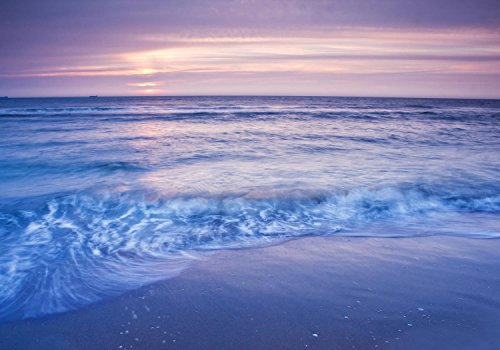 wandmotiv24 Fototapete Romantisch Strand Sonnenuntergang, XL 350 x 245 cm - 7 Teile, Wanddeko, Wandbild, Wandtapete, Meer, Romantisch, Wellen M0895