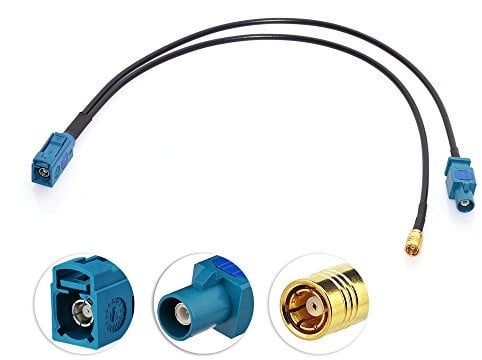 Eightwood DAB DAB+ Antenne SMB Autoradio Antennensplitter Fakra Z Stecker auf Fakra Z Buchse Pigtail Kabel RG174 12inch 30cm für Digitalradio Empfang Blaupunkt Beat TechniSat MEHRWEG
