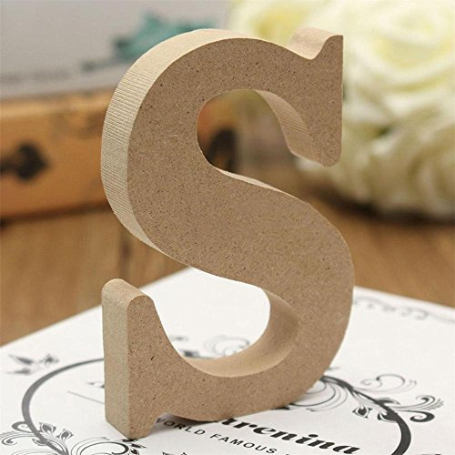 Freeas Dekorative Holz Buchstaben, hängende Wand 26 Buchstaben aus Holz Alphabet Wand Buchstaben für Kinder Baby Name Mädchen Schlafzimmer Hochzeit Geburtstag Party Home Decor-Briefe (S)