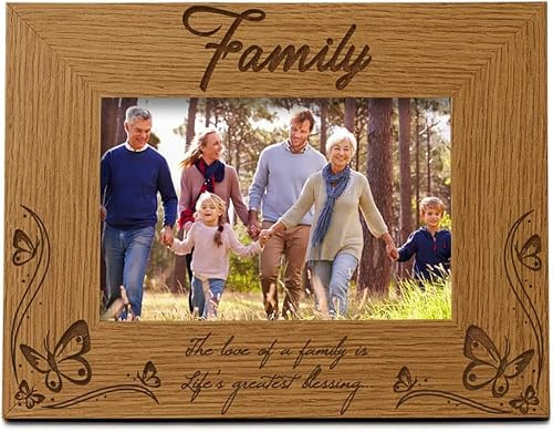 Wooden Engraved Family Photo Frame Gift (5 x 7 Inch)