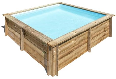 Gre 790000 790000-Piscina de Madera Cuadrada SUNBAY 225 x 225 x 68 cm Con escalera-y filtro de Arena 2 m3/h cartucho