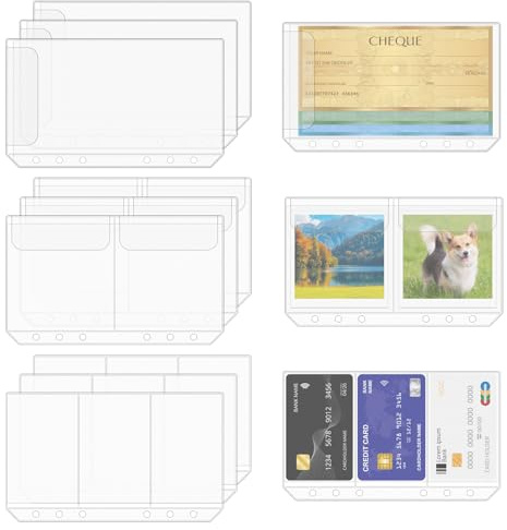 Antner 12 buste per raccoglitori A6, senza cerniera, per raccoglitori a 6 anelli, senza cerniera, organizer per biglietti da visita, quaderni, pagine per riempire contanti