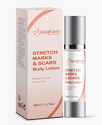 DEHNUNGSSTREIFEN CREME - Straffende Körperlotion mit Ätherischen Ölen und Extrakten zur Dehnungsstreifen Entfernen und Verbesserung des Aussehens von Narben, und Unebenem Hautton - 50 ml