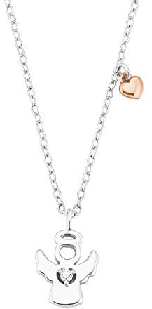 s.Oliver Kette mit Anhänger 925 Sterling Silber Mädchen Kinder Halsschmuck, mit Zirkonia synth., 37+3 cm, Silber, Kommt in Schmuck Geschenk Box