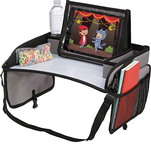 Lusso Gear Lap Tray for Toddler and kids, Table Tray for Travel, Car Seat, Airplane, Desk Essential Accessories and Road Trip Activities (Gray)…