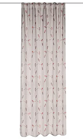 Home Fashion / Fertigschal aus Leinenoptik, mit Stickerei, Abshluss gesäumt, |FOGLIO| 085331-1105 | GRÖSSE 245 X 140 cm/Natur