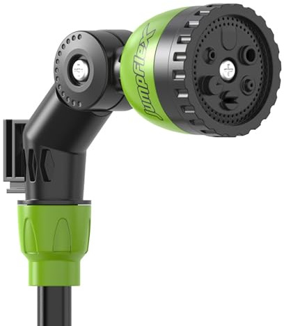 JumpFlex AquaJet Multi-Spray Sprinkler Water Hose Attachment for JumpFlex Hero Outdoor Backyard Trampolines with 6 Spray Settings, Black/Green