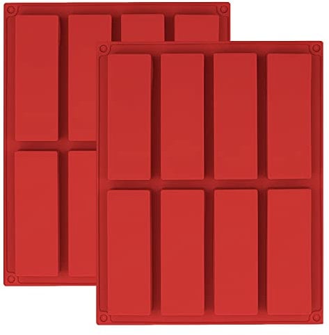 YXHZVON 2 PCS Moules Pour Barres De Céréales, Moule Silicone Rectangulaire 8 Cavités pour Pain, Gâteau, Barre de Chocolat, Barre Granola, Biscuits