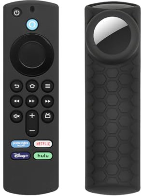 SaharaCase Amazon Fire TV Stick 4K (3rd Generation) Remote Silicone Case for Apple AirTag Lightweight Anti Slip Shockproof Silicone Cover (Black)