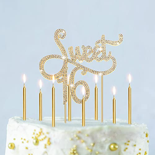 Tondiamo 20 Sweet 16 Birthday Candles Cake Topper Decorations,Gold White