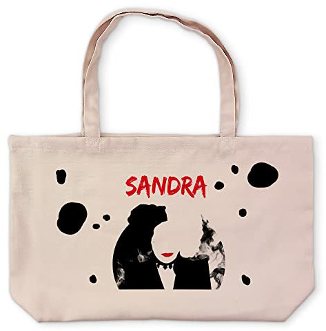 Personalisierte Tasche Frau. Personalisierte Tragetasche mit Name. Disney-Tasche. Tasche aus Stoff. 48x35 cm. Tragetasche. Modell Kate. CRUELLA