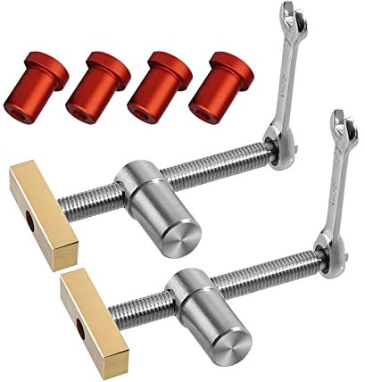 YWNYT Tisch-Werkbank-Hilfswerkzeug mit 4 Bank-Hunde, Holzbearbeitung Schreibtisch, schnell fixierte Clip-Klemme Messingbefestigung Schraubstock (19 mm, rot)