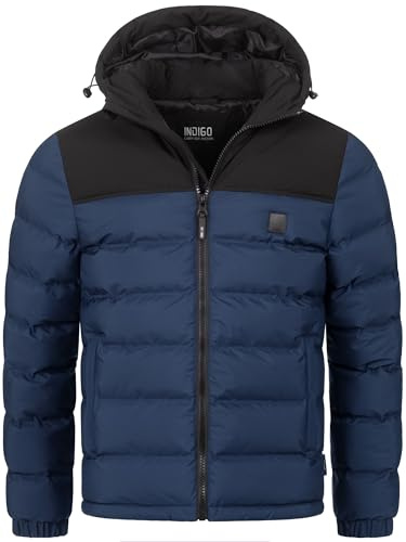 Indicode Herren Eberhardy Steppjacke in Daunenjacken-Optik mit Kapuze | Warme Freizeitjacke in modernem Daunen-look, Herrenjacke, Übergangsjacke, Outdoorjacke, Winterjacke für Männer