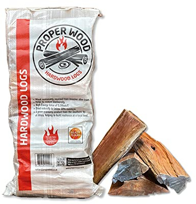 1 x Carry Bag of Proper Wood Eucalyptus South African Brine Cooking Hardwood Logs - Ready to Burn - Stoves Open Fires Large Pizza Ovens Chimeneas Firepits Log Wood Fire Hot Tub Burners Appliances